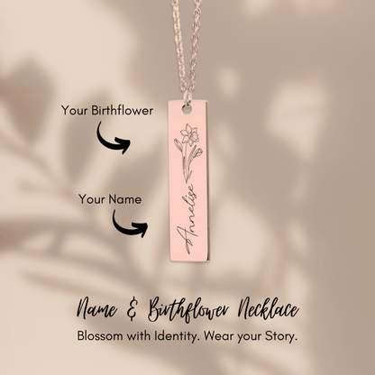 Name & Birth Flower Necklace
